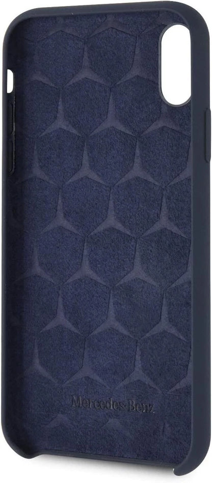 Mercedes iPhone XS Max Silicone Case - Navy with Microfiber Lining