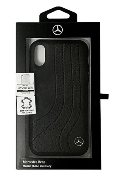 Mercedes iPhone XR Hard Case - Leather New Bow II - Black