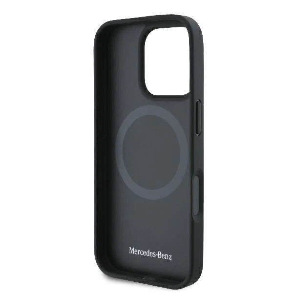 Mercedes-Benz iPhone 16 Pro Max MagSafe Case - Plain Smooth Leather - Black