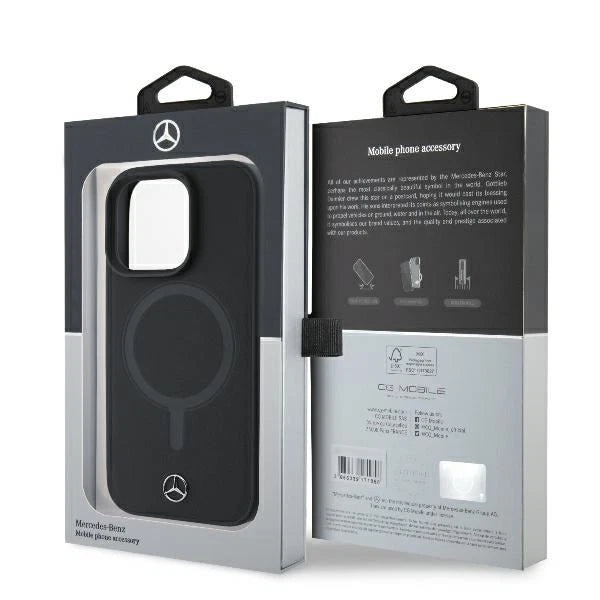 Mercedes-Benz iPhone 16 Pro Max MagSafe Case - Plain Smooth Leather - Black