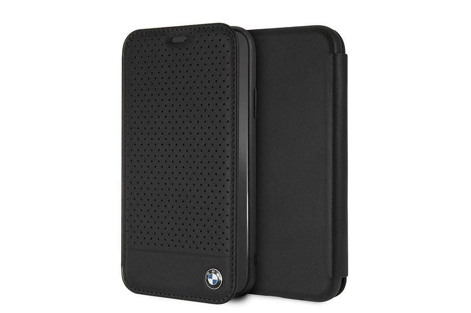 BMW iPhone XS Max Booktype Case - Signature Perforated Smooth Leather - Black