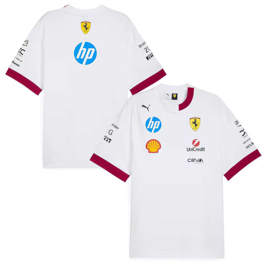Scuderia Ferrari Men's Driver T-Shirt Oversized White 2025-RP Teamwear