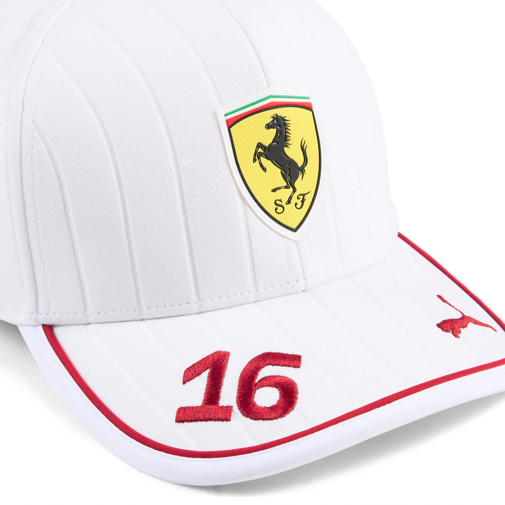 Scuderia Ferrari Charles Leclerc White Cap 2025-RP Teamwear