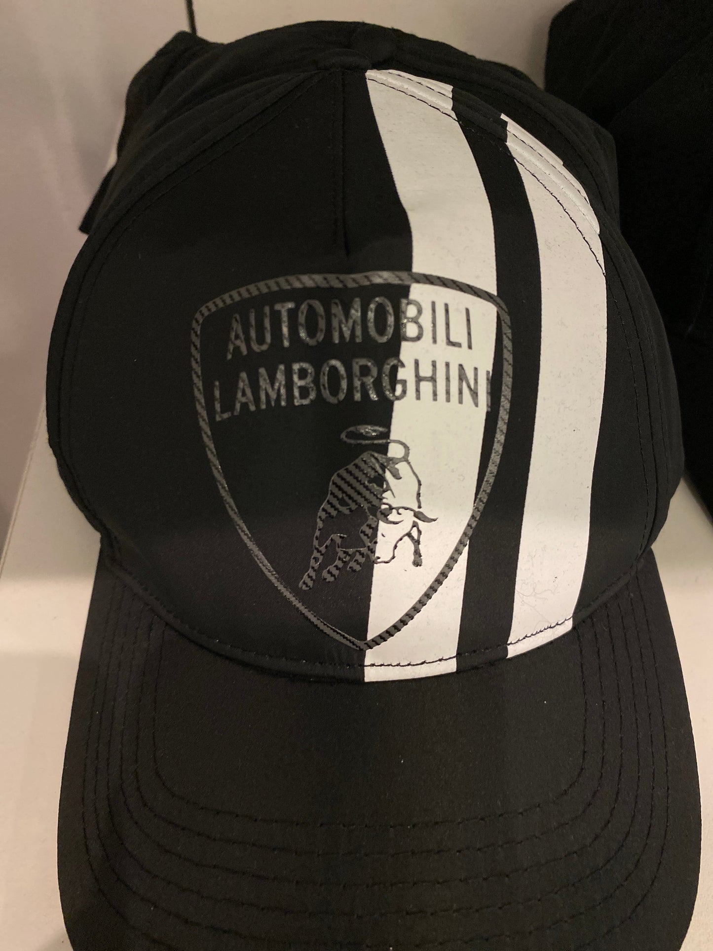 Lamborghini Mens Carbon Striped Cap Black