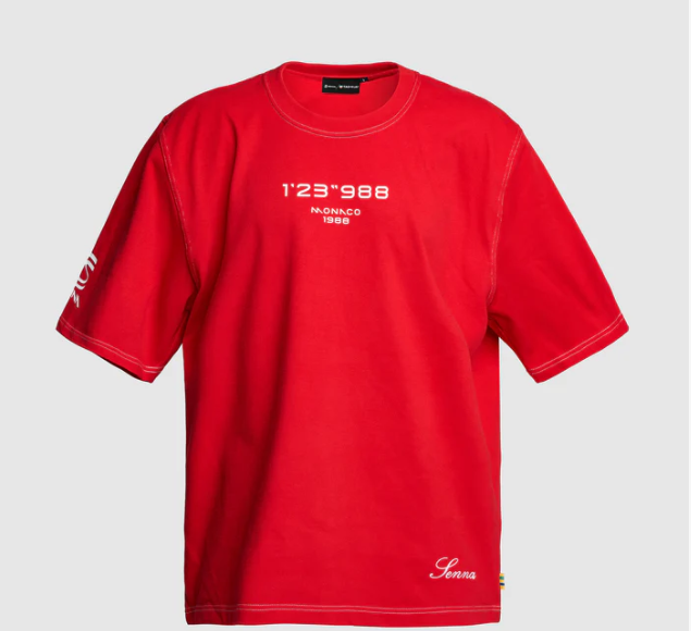 Ayrton Senna Tag Heuer Oversized Racing T-Shirt Red 2025-Fanwear