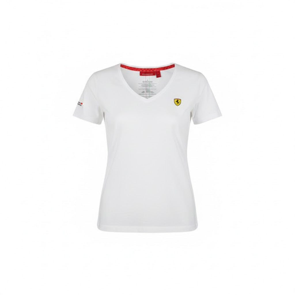 Scuderia Ferrari Women's Vneck White Back Lines 2020-Fanwear
