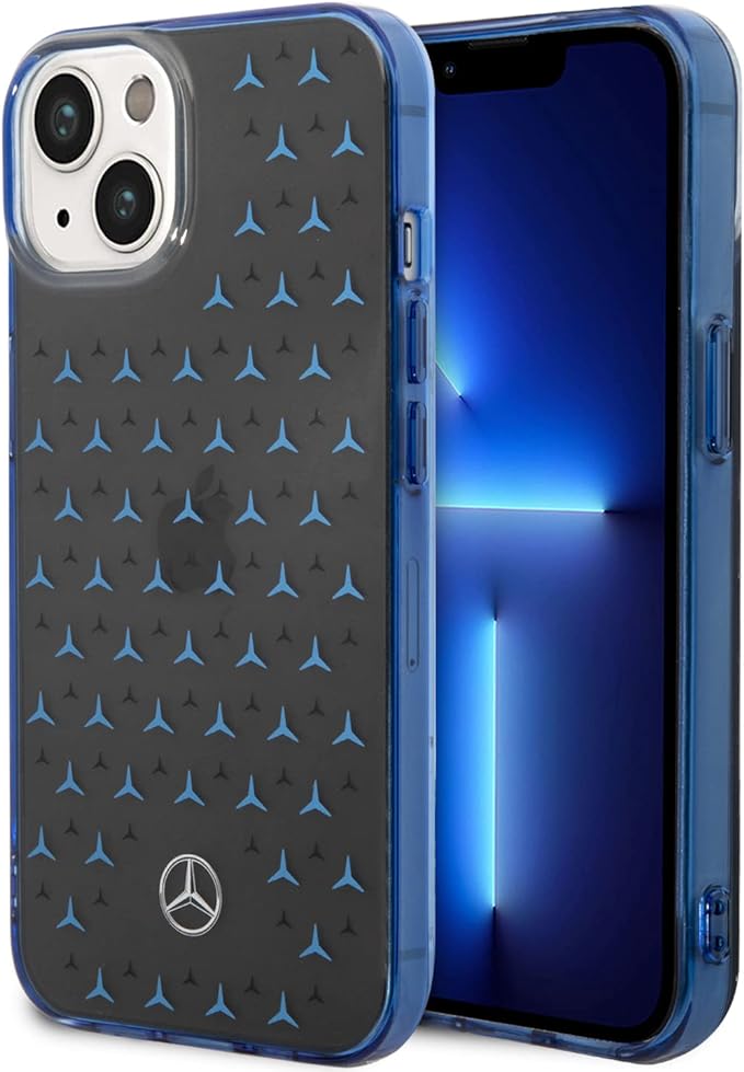 Mercedes-Benz iPhone 14 Hard Case - Double Layer Large Star Design - Black Blue