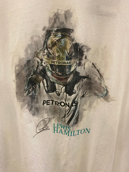 Mercedes-AMG Petronas Motorsport Mens Lewis Hamilton Helmet T-Shirt White 2018 - Fanwear