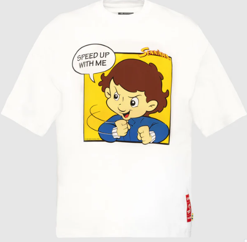 Ayrton Senna Men's Oversized Senninha Speed Up T-Shirt White 2025