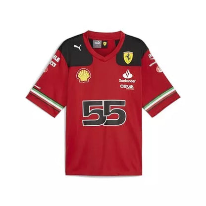 Scuderia Ferrari Men's Carlos Sainz Football Shirt Red 2023-RP Teamwear