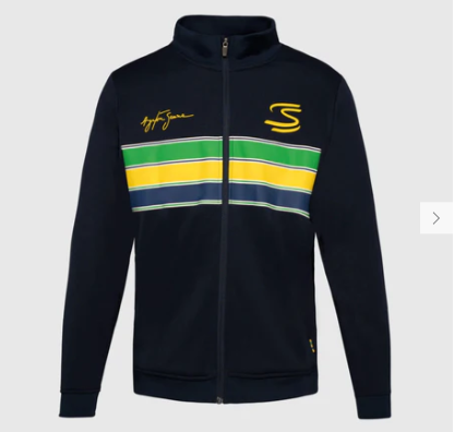 Ayrton Senna Men's Retro Tricot Stripe Jacket Navy 2025
