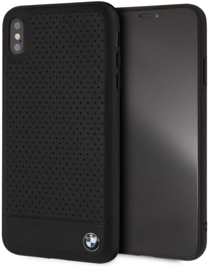 BMW iPhone XS Max Hard Case - Black Perforated Leather