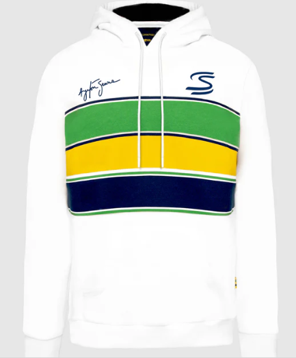Ayrton Senna Men's Stripe Pullover Hoodie 2025 White