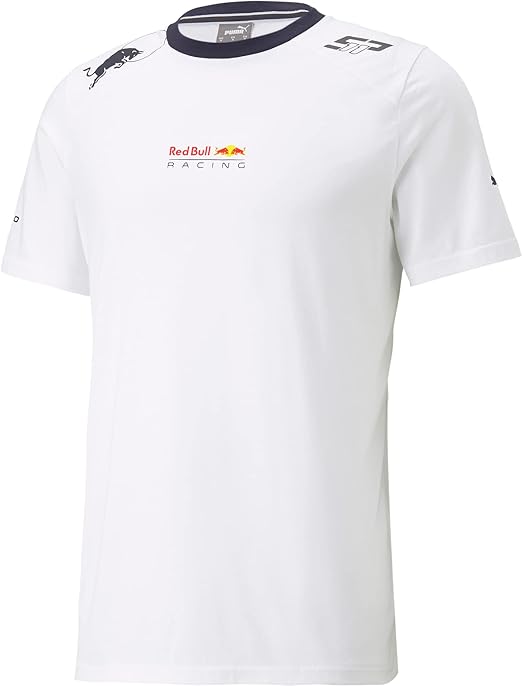 Red Bull Racing Men's Sergio Perez Logo T-Shirt White-Fanwear