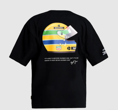 Ayrton Senna Tag Heuer Oversized Helmet T-Shirt Black 2025-Fanwear