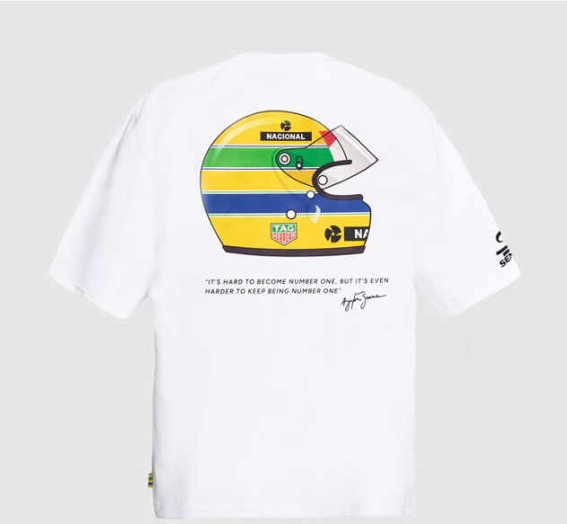 Ayrton Senna Tag Heuer Oversized Helmet T-Shirt White 2025-Fanwear