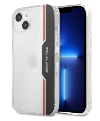 AMG iPhone 13 Pro Max Hard Case - PC/TPU Transparent Electroplated Finish - Black & Red
